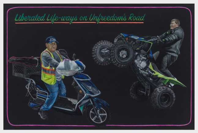 Shellyne Rodriguez
On the Subject of Defiant Mobility, 2022
color pencil on paper
45 1/2 x 69 ins.
115.6 x 175.3 cm