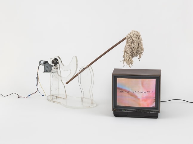Carolee Schneemann

War Mop, 1983

plexiglass construction, mop, motor, video monitor&amp;nbsp;

dimensions variable