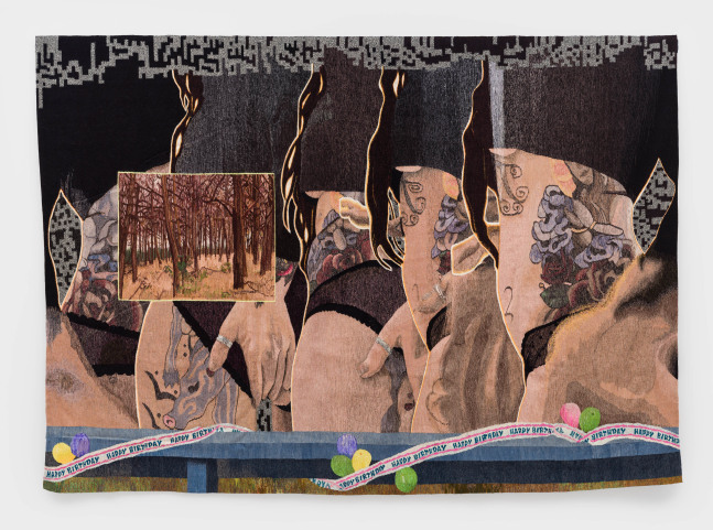 Erin M. Riley
Forest, 2025
wool, cotton
102 x 142 ins.
259.1 x 360.7 cm