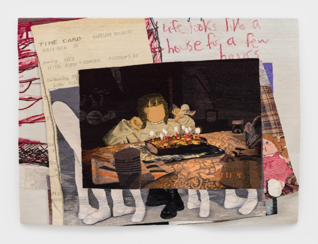 Erin M. Riley
Life Looks Like a House For a Few Hours, 2025
wool, cotton
74 x 101 ins.
188 x 256.5 cm