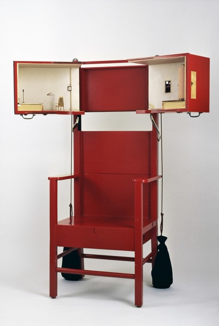 Elizabeth King
Theater, 1972-73
Wood, mixed media, sound, hidden electronics and motors.
66 x 49 x 20 ins. open.
167.6 x 124.5 x 50.8 cm