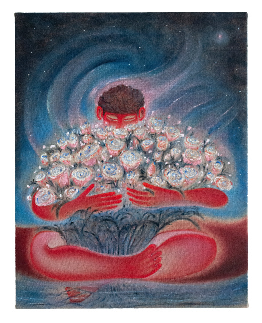 Daniel Correa Mej&amp;iacute;a
El flujo rosa, 2023
oil on jute
39 3/8 x 31 1/2 ins.
100 x 80 cm