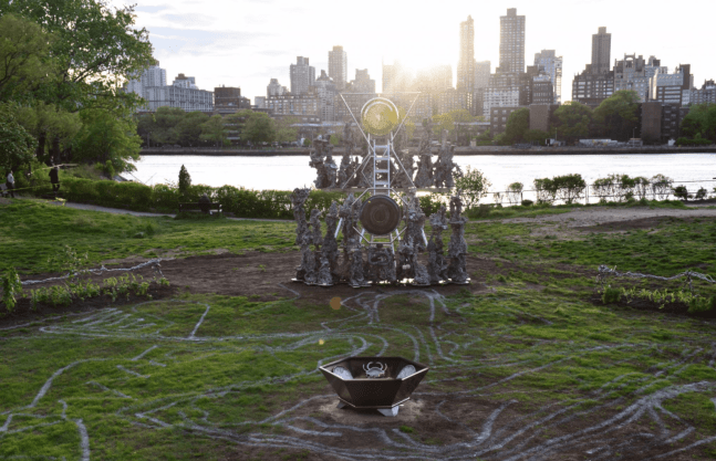 Installation View, Guadalupe Maravilla: Planeta Abuelx, Socrates Sculpture Park, Queens, NY.