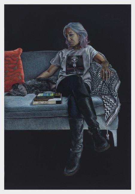 Shellyne Rodriguez
Jasbir K. Puar, &amp;quot;I&amp;#39;d Rather be a Flaming Insurgent&amp;quot;, 2023
color pencil on paper
43 x 29 1/2 ins.
109.2 x 74.9 cm