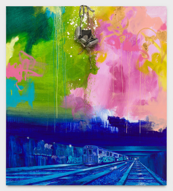 Christopher &amp;quot;Daze&amp;quot; Ellis
A Memorial, 2020
acrylic, oil, spray paint, respirator on canvas
60 x 54 ins.
152.4 x 137.2 cm