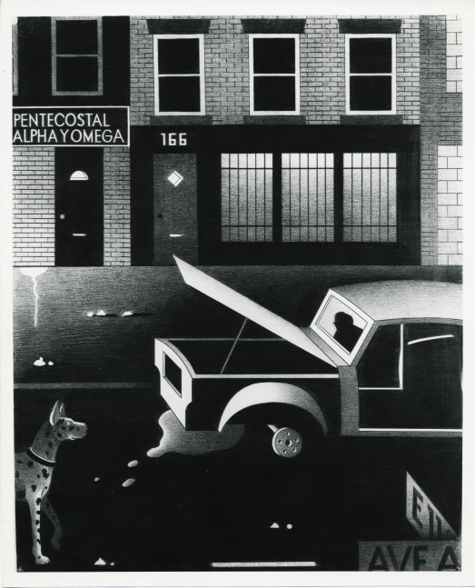 Anton van Dalen
Alpha y Omega with Dog, 1977
graphite on paper
29 x 23 ins.
73.7 x 58.4 cm