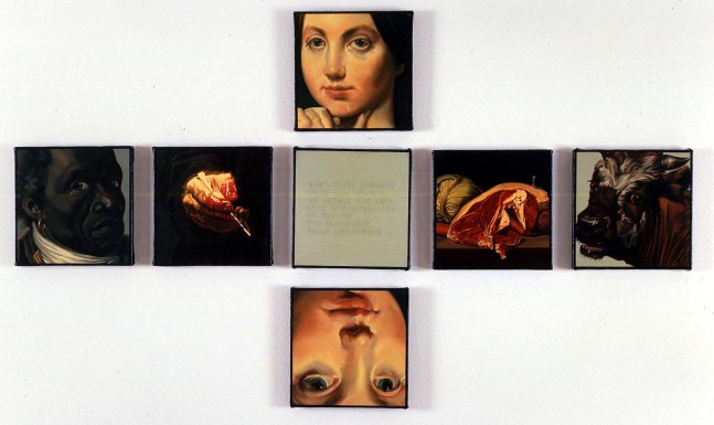 Dotty Attie
When Death Deprives Us,&amp;nbsp;1989
oil on linen
each: 6 x 6 ins. (15.2 x 15.2 cm)
overall: 19 x 38 ins. (48.3 x 96.5 cm)