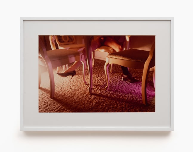 Jimmy DeSana
Shoes, 1979
vintage C-print
Image: 15 1/4 x 23 1/2 ins. (38.7 x 59.7 cm)
Framed: 22 3/4 x 30 1/2 ins. (57.8 x 77.5 cm)
