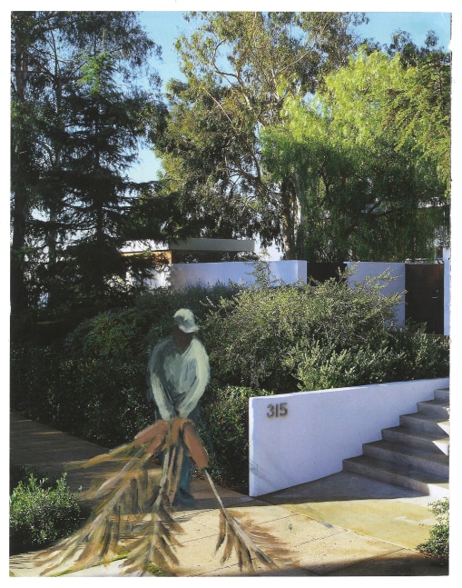 Ramiro Gomez, Man Removing The Dead Palm Fronds, 2020