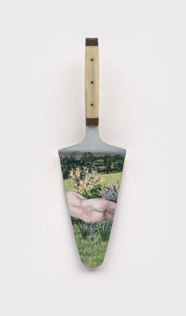 Betty Tompkins
Piece of Cake, 1999
acrylic on cake knife
10 x 3 1/4 ins.
25.4 x 8.3 cm