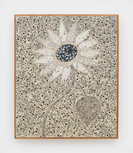 Ficus Interfaith
Sunflower for John Cage (No. 80), 2025
cementitious terrazzo, 3-D printed plastic
20 x 24 x 1 1/4 ins.
50.8 x 61 x 3.2 cm