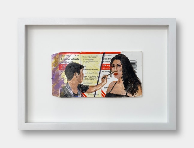 Jay Lynn Gomez
my past self painting my present self, 2024
acrylic on cardboard medication packaging
3 3/8 x 6 1/8 ins.
8.6 x 15.6 cm
(GOMEZ-197)