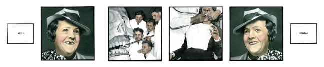 Dotty Attie
Acci-Dental, 2007
oil on linen
4 panels: 6 x 6 ins. (15.2 x 15.2 cm)
2 panels: 3 x 4 ins.&amp;nbsp;(7.6 x 10.2 cm)
overall: 6 x 32.5 ins. (15.2 x 82.55 cm)
&amp;nbsp;