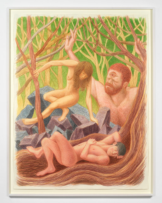Elijah Burgher
Polyphemus Spying on Galatea and Acis, 2021
colored pencil and watercolor on paper
59 1/8 x 44 7/8 ins.
150 x 114 cm