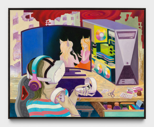 Hortensia Mi Kafchin
VR (Mirror Dweller), 2022
signed, titled and dated on verso
oil on canvas
31 1/2 x 39 3/8 ins.
80 x 100 cm