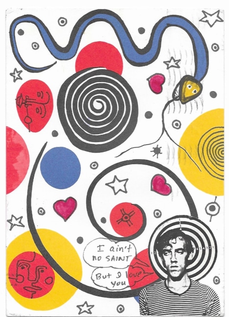 Jean Pierre Archive, DW Miro photo collage post card, 1980