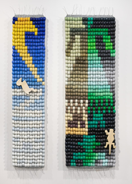 Ishi Glinsky
Thinking about the Journey #1 (left)&amp;nbsp;and&amp;nbsp;Thinking about the Journey #2 (right), 2023
GFRC, fiberglass, pigment, steel, aluminum, resin
99 1/2 x 19 x 5 ins.
252.7 x 48.3 x 12.7 cm