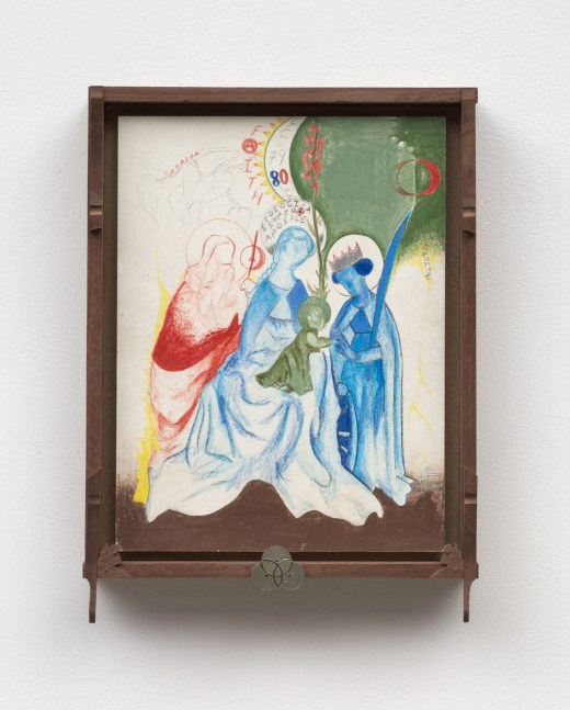 Harry Gould Harvey IV
What Did Tha Yung Buddha Say To His Mutha*Ma Is As SelflesS aS I aM! ( Faith Super-Apostle ), 2023
charcoal and colored pencil on paper, MDF, Black Walnut from the Delano Sawmill, New Bedford, MA, cast white bronze
10 x 13 1/4 x 2 1/4 ins.
25.4 x 33.7 x 5.7 cm