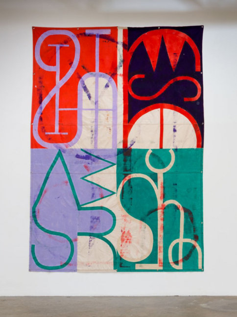 Elijah Burgher
The Perineum is the Door!, 2018-20
acrylic and ink on canvas drop cloth
141 3/4 x 106 1/4 ins.
360 x 270 cm