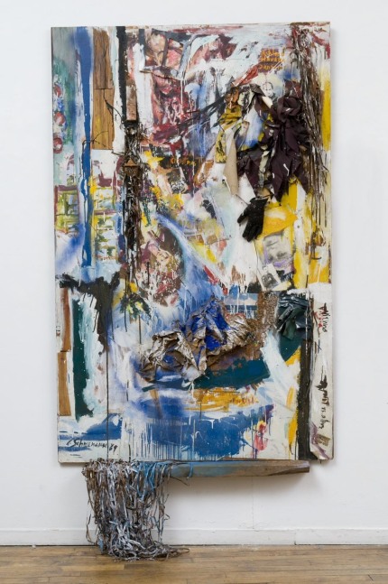 Carolee Schneemann

One Window Is Clear - Notes to Lou Andreas Salom&amp;eacute;, 1965

masonite, photo repros of Salom&amp;eacute;, Rilke, Nietzche, cloth, recording tape, paper, gloves, canvas, oil paint

77 1/2 x 48 x 3 1/2 ins.

196.85 x 121.92 x 8.89 cm