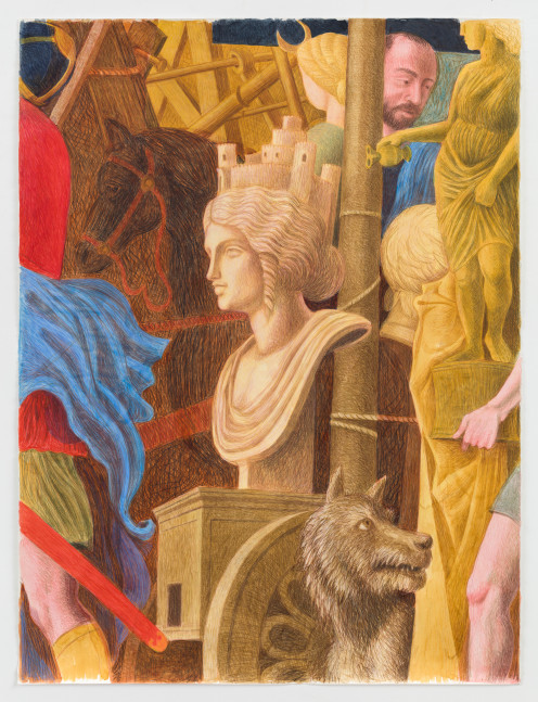 Elijah Burgher
Cybele (after Mantegna), 2020
colored pencil and watercolor on paper
59 1/2 x 44 1/2 ins.
151 x 113 cm