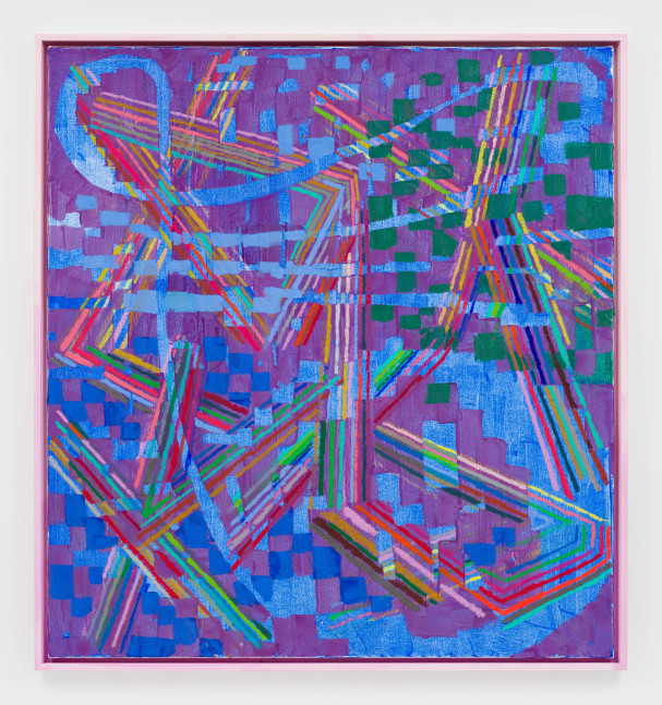 Keltie Ferris
NeW oRiOn, 2025
oil and vinyl paint on canvas with artist frame
Framed: 68 x 63 ins.
172.7 x 160 cm