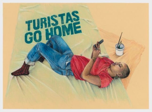 Shellyne Rodriguez
Hillary Paints a Banner, 2020
colored pencil on paper
14 x 19 ins.
35.5 x 48 cm