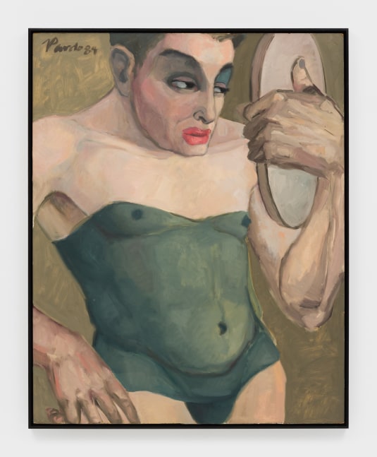 Manuel Pardo
Androgena, in a Moment of Panic, 1984
oil on masonite
61 3/8 x 49 3/8 x 1 7/8 ins.
155.9 x 125.4 x 4.8 cm