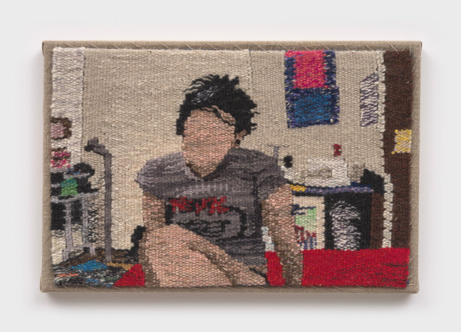 Erin M. Riley
Mental Crew, 2024
wool, cotton sewn to stretched linen
15 x 10 ins.
38.1 x 25.4 cm