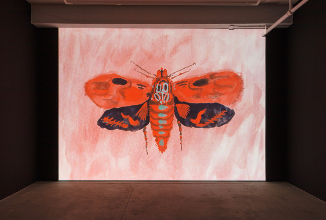 Allison Schulnik
Moth, 2019
gouache-on-paper animated video with
1540 gouaches-on-paper
3 minutes, 15 seconds video with sound
1540 gouaches on animation paper, 9&amp;frac12;&amp;quot; &amp;times; 12&amp;frac12;&amp;quot; (27 cm &amp;times; 32 cm) each