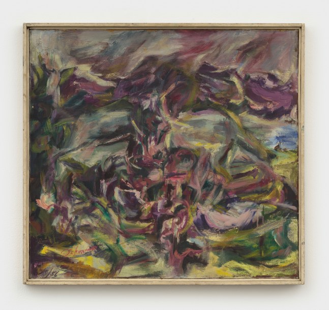 Carolee Schneemann
Secret Garden, 1956
oil on canvas
25 x 23 1/4 x 1 3/8 ins.
63.5 x 59.1 x 3.5 cm