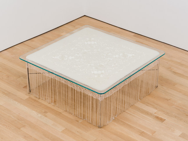 Ficus Interfaith
Tapisserie en fer forg&amp;eacute; (Wrought-iron Tapestry) 1917, 2025
steel, silk, tempered glass
18 1/2 x 48 1/2 x 47 1/2 ins.
47 x 123.2 x 120.7 cm