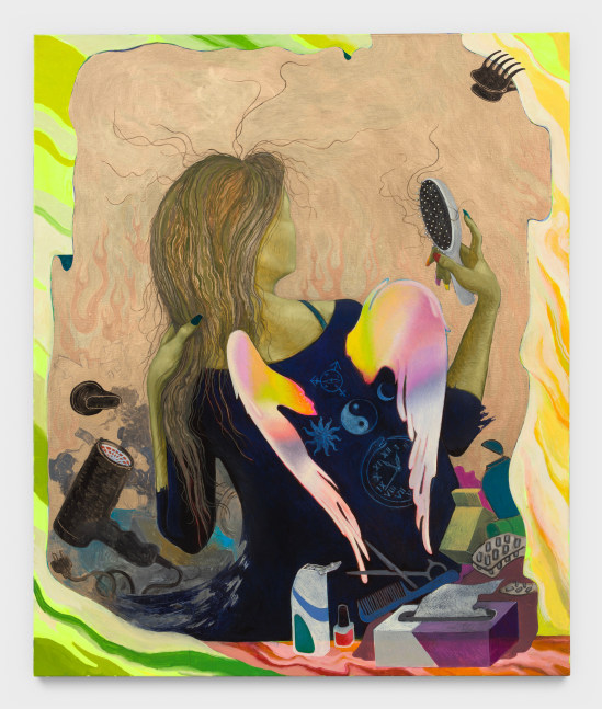 Hortensia Mi Kafchin
Years of Bad Hair Day, 2022 - 2023
oil on canvas
47 1/4 x 39 3/8 ins.
120 x 100 cm