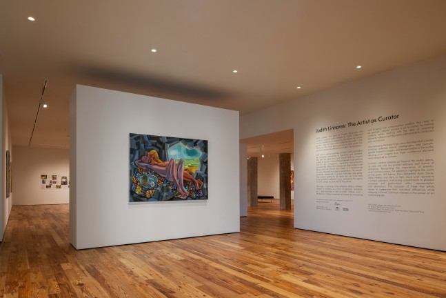 Installation view, Judith Linhares: The Artist as Curator, Sarasota Art Museum, Sarasota, FL, Photo by Ryan Gamma