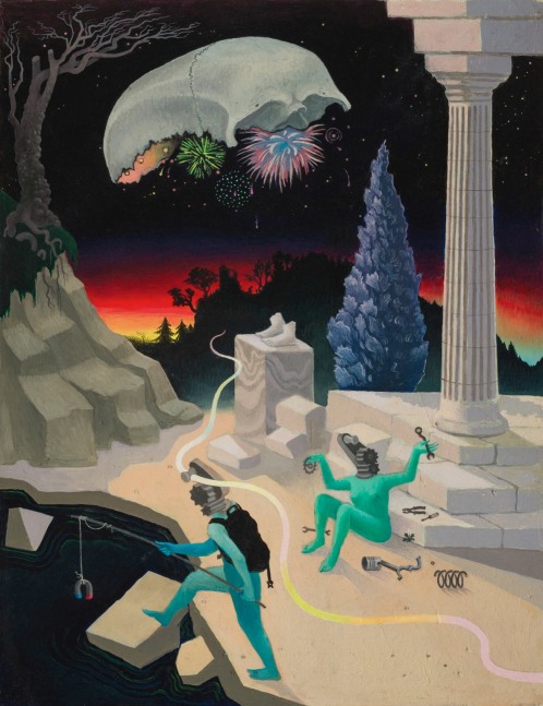 Hortensia Mi Kafchin
The Fireworks,&amp;nbsp;2020
oil on wood
21 x 16 3/8 ins.
53.5 &amp;times; 41.5 cm