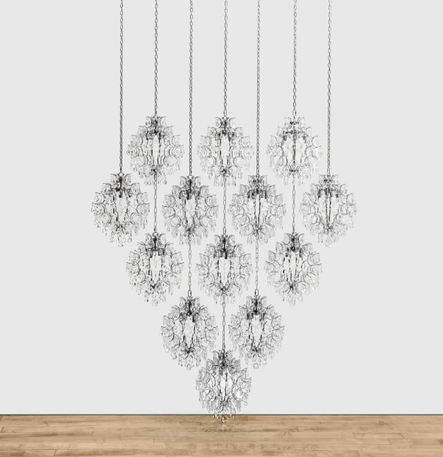 Kayode Ojo
Comfort, 2023
New Orleans 4-Light Clear Unique/Statement Geometric Chandelier with Crystal Accents
86 5/8 x 78 3/4 x 15 3/4 ins.
220 x 200 x 40 cm