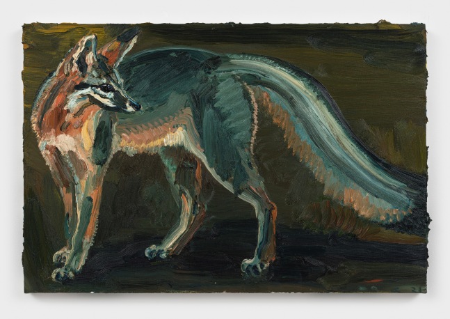 Allison Schulnik
Night Fox #2, 2021
oil on canvas stretched over board
24 x 36 ins.
61 x 91.4 cm
