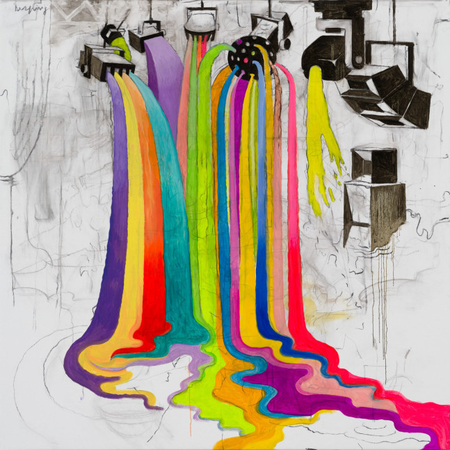 Hortensia Mi Kafchin
Flooded Club,&amp;nbsp;2023
oil on canvas
192 &amp;times; 192 cm