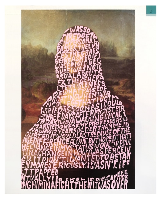 Betty Tompkins, Women Words #84 (da Vinci #2), 2017