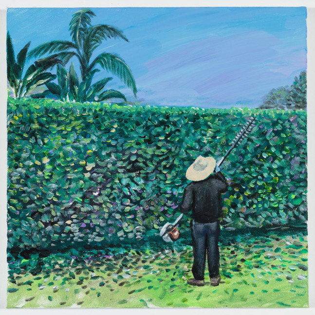 Ramiro Gomez, A Man Trimming a Hedge, 2018