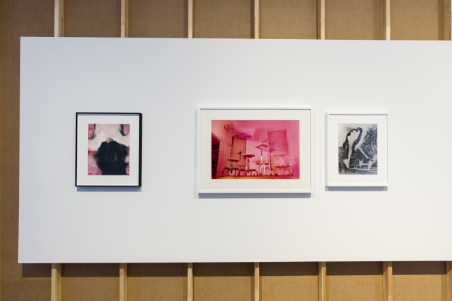 Paul P., Untitled, 2022. Courtesy the artist; Maureen Paley, London; Greene Naftali, New York; Cooper Cole, Toronto; and Massimo Minini, Brescia &amp;copy; the artist (left). Jimmy DeSana, Pink Furniture, 1981 (centre) and Jimmy DeSana, Suburban, ca. 1985 (right). Courtesy Jimmy DeSana Trust; P&amp;middot;P&amp;middot;O&amp;middot;W, New York; Meyer Riegger, Berlin/Karlsruhe/Basel; and Amanda Wilkinson Gallery, London &amp;copy; Jimmy DeSana Trust. Installation view of the exhibition Jimmy DeSana &amp;amp; Paul P. &amp;ndash; Ruins of Rooms&amp;nbsp;at KW Institute for Contemporary Art, Berlin 2024, Photo: Frank Sperling.&amp;nbsp;