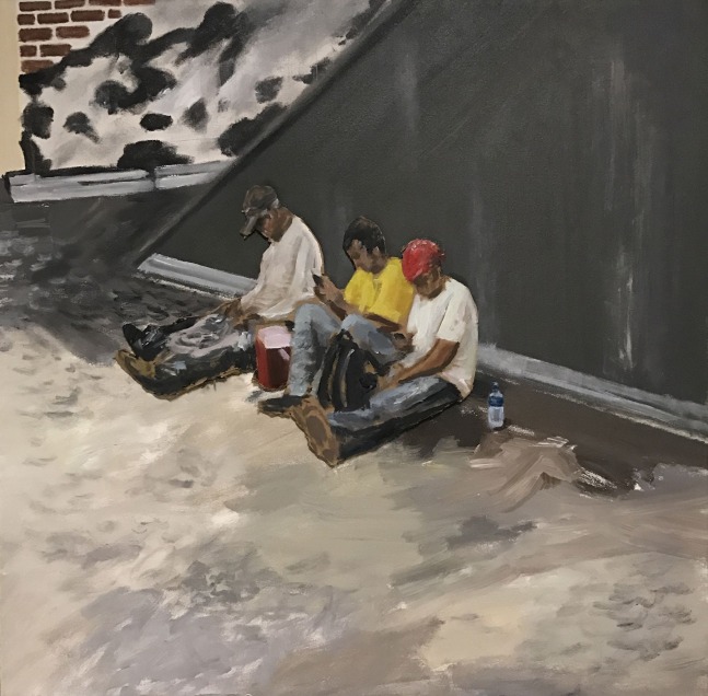Ramiro Gomez, Three Men on a Roof Taking a Break (Chelsea), 2017
