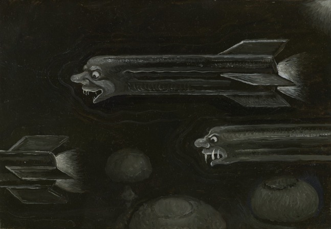 Hortensia Mi Kafchin
Bad Bombs,&amp;nbsp;2023
oil on wood
16 &amp;times; 23 cm