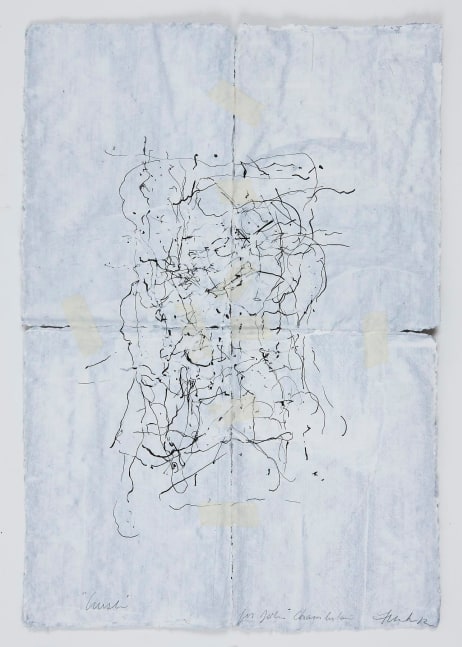 JAN FRANK
Crush,&amp;nbsp;2011
Dutch Linen Paper / sized / pen &amp;amp; ink, masking tape
24 x 16.5 inches / 61 x 41.9 cm
