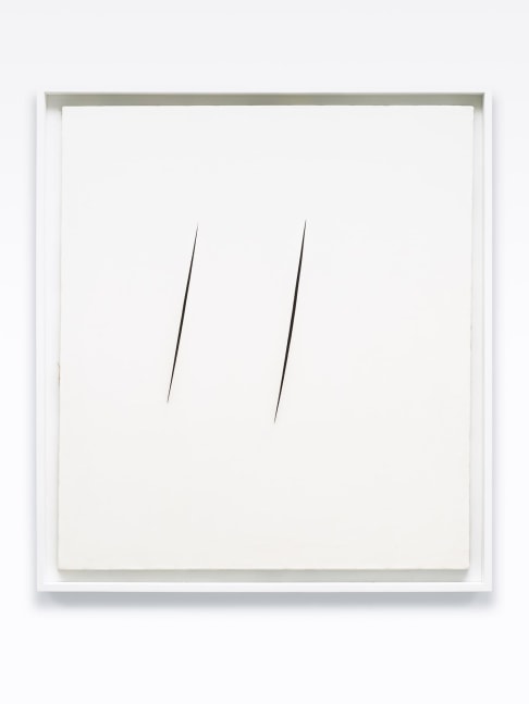 Lucio Fontana,&amp;nbsp;Concetto Spaziale, Attese,&amp;nbsp;1959, Waterpaint on canvas, 35.5 x 31.5 in. (90 x 80 cm.)&amp;nbsp;&amp;copy; 2017 Artists Rights Society (ARS), New York / SIAE, Rome
