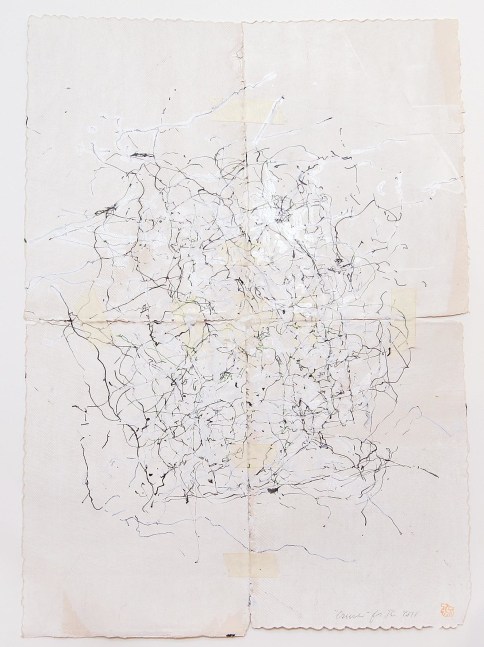 JAN FRANK
Crush,&amp;nbsp;2011
Dutch Linen Paper / sized / pen &amp;amp; ink, masking tape
24.5 x 16.5 inches / 62.2 x 41.9 cm