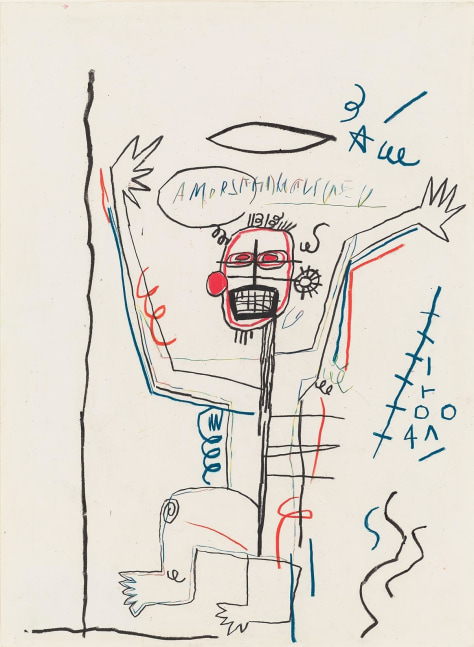JEAN-MICHEL BASQUIAT
Untitled,&amp;nbsp;1982
Oilstick and colored pencil on paper
30 x 22 inches / 76.2 x 55.9 cm