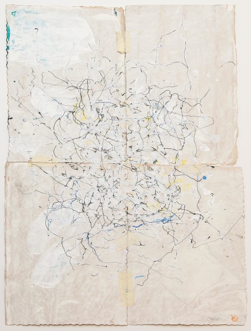 JAN FRANK
Crush,&amp;nbsp;2011
Dutch Linen Paper / sized / pen &amp;amp; ink, masking tape
25.8 x 16.8 inches / 65.5 x 42.7 cm