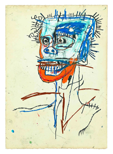 JEAN-MICHEL BASQUIAT
Untitled (Head of a Madman),&amp;nbsp;1982
Oilstick on paper mounted on canvas
43 x 31 inches / 109.2 x 78.7 cm