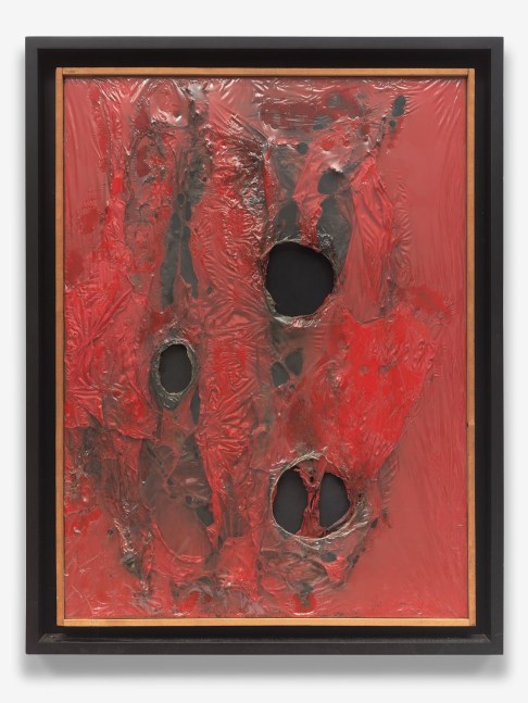 Alberto Burri,&amp;nbsp;Rosso Plastica,&amp;nbsp;1962, Plastic, acrylic and vinyl combustion on celotex, 32 x 23.75 in. (81 x 60 cm.)&amp;nbsp;&amp;copy; 2017 Artists Rights Society (ARS), New York / SIAE, Rome